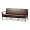 Baxton Studio Bianca Walnut Wood Dark Brown Distressed Faux Leather 3-Seater Sofa 140-7546 - alternate 1